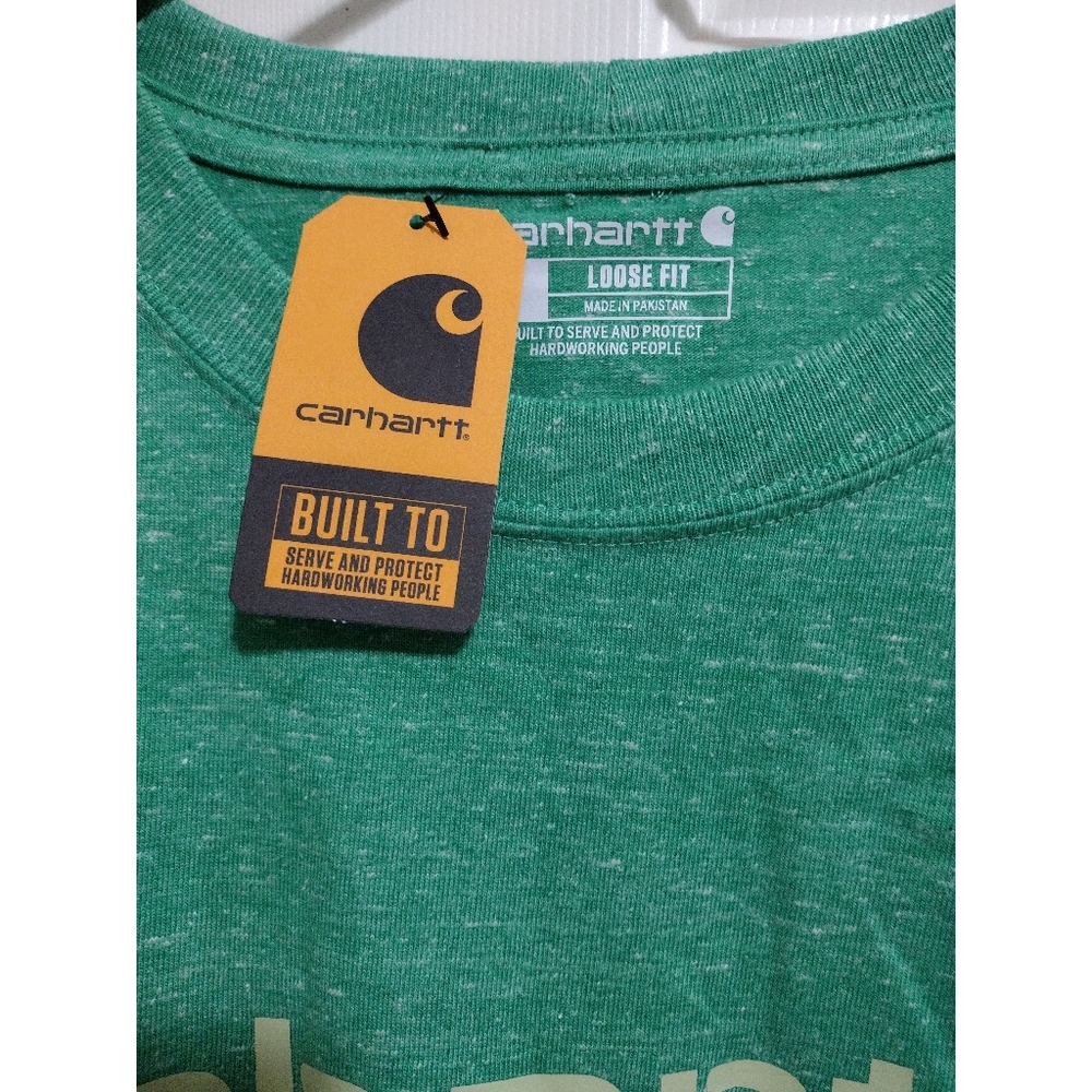 CARHARTT Loose Fit Logo Tee Green Men's NWT - Picture 5 of 5